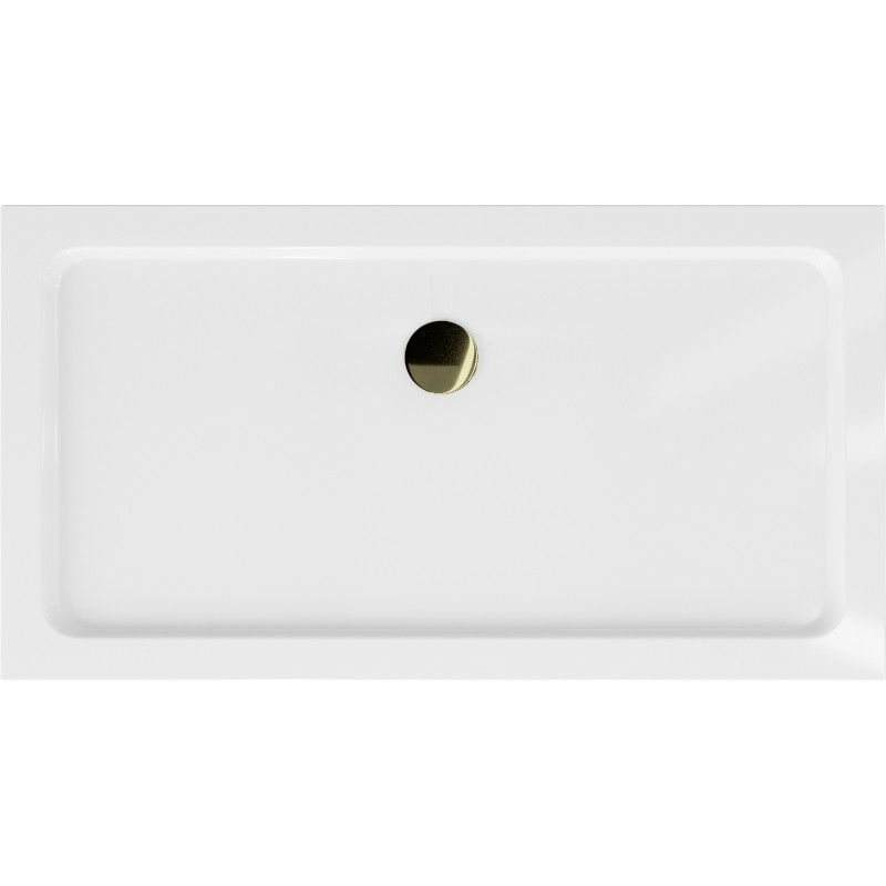Mexen Flat brodzik prostokątny slim 120 x 70 cm, biały, syfon złoty - 40107012G