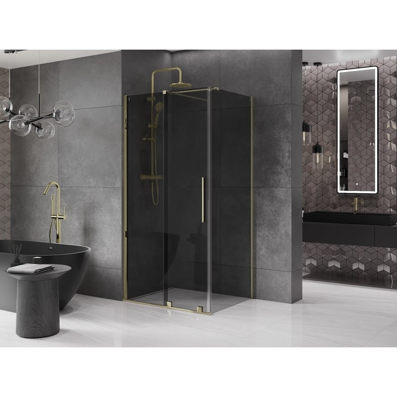 Mexen Velar kabina prysznicowa rozsuwana 100 x 120 cm, grafit, złota - 871-100-120-41-50