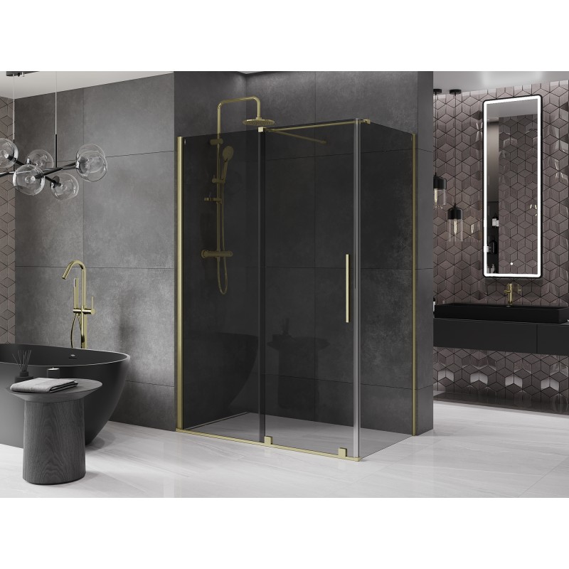 Mexen Velar kabina prysznicowa rozsuwana 140 x 85 cm, grafit, złota szczotkowana - 871-140-085-41-55
