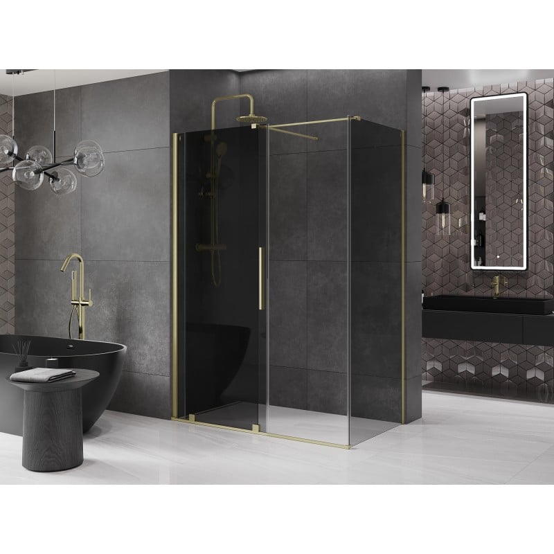 Mexen Velar kabina prysznicowa rozsuwana 140 x 85 cm, grafit, złota szczotkowana - 871-140-085-41-55