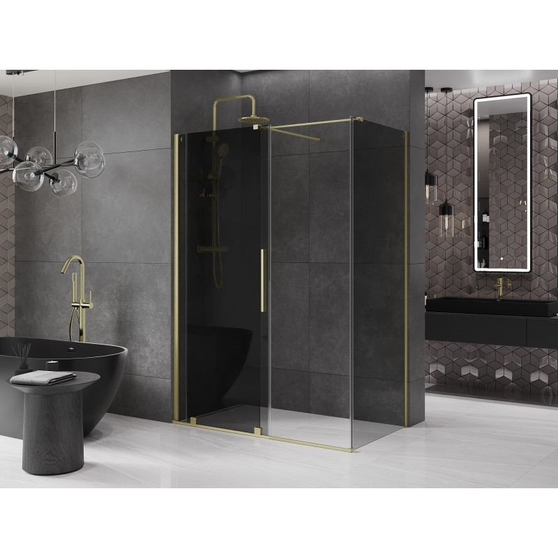 Mexen Velar kabina prysznicowa rozsuwana 140 x 70 cm, grafit, złota szczotkowana - 871-140-070-41-55