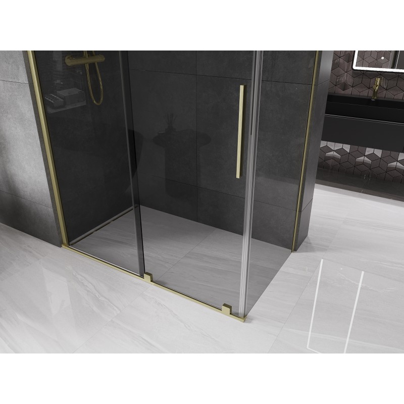 Mexen Velar kabina prysznicowa rozsuwana 130 x 75 cm, grafit, złota szczotkowana - 871-130-075-41-55