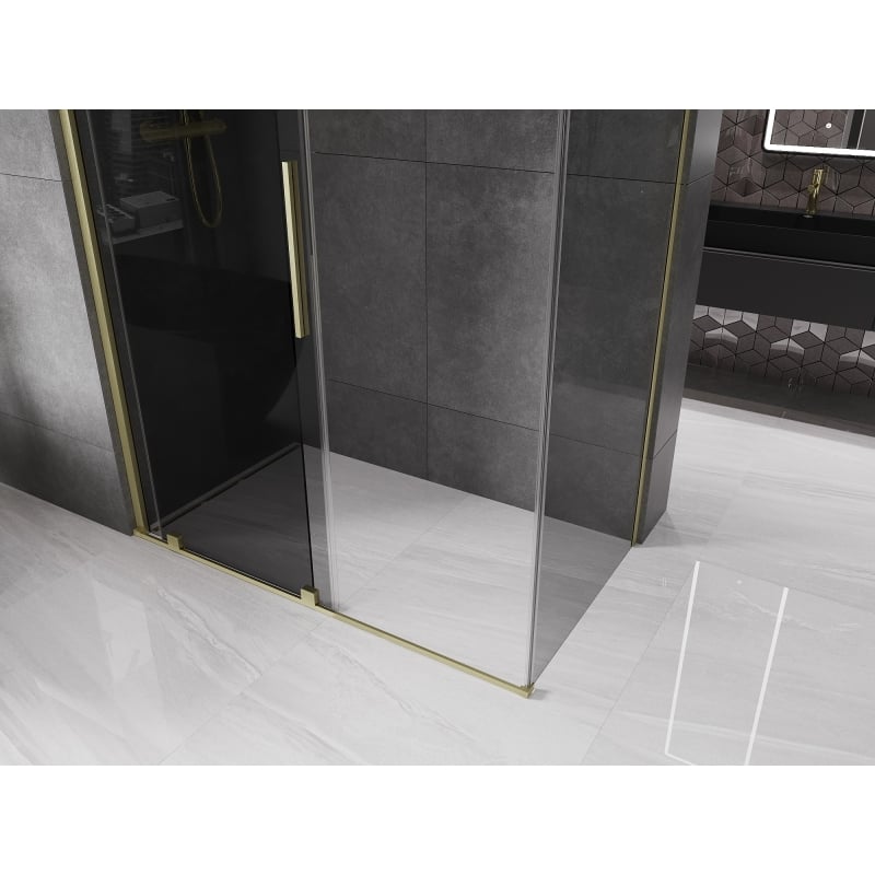 Mexen Velar kabina prysznicowa rozsuwana 150 x 80 cm, grafit, złota szczotkowana - 871-150-080-41-55