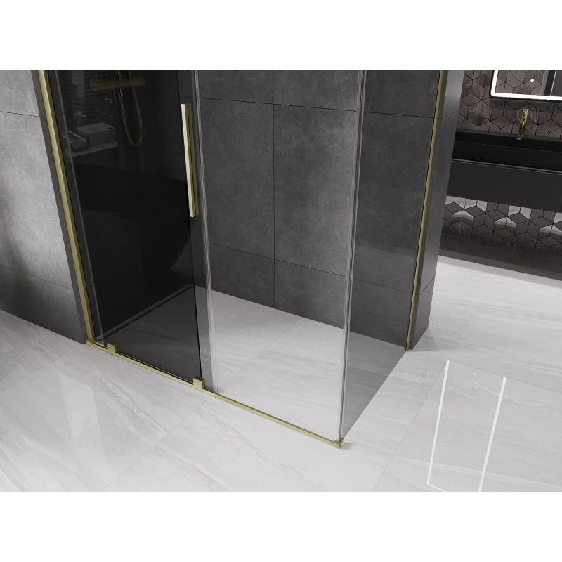 Mexen Velar kabina prysznicowa rozsuwana 150 x 90 cm, grafit, złota szczotkowana - 871-150-090-41-55