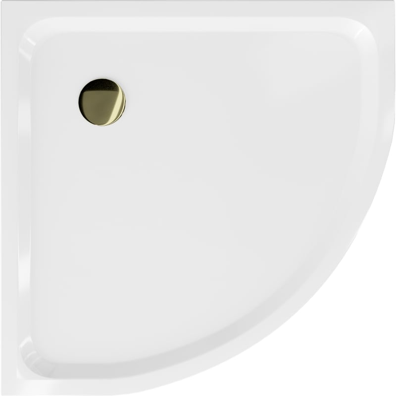 Mexen Flat brodzik półokrągły slim 90 x 90 cm, biały, syfon złoty - 41109090G