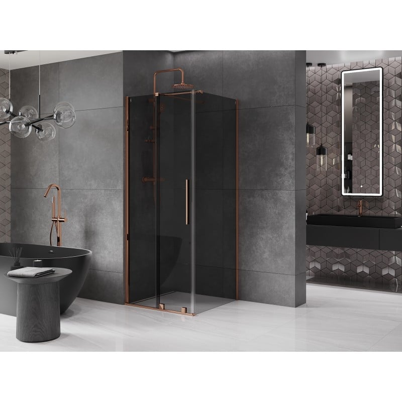 Mexen Velar kabina prysznicowa rozsuwana 90 x 90 cm, grafit, różowe złoto - 871-090-090-41-60