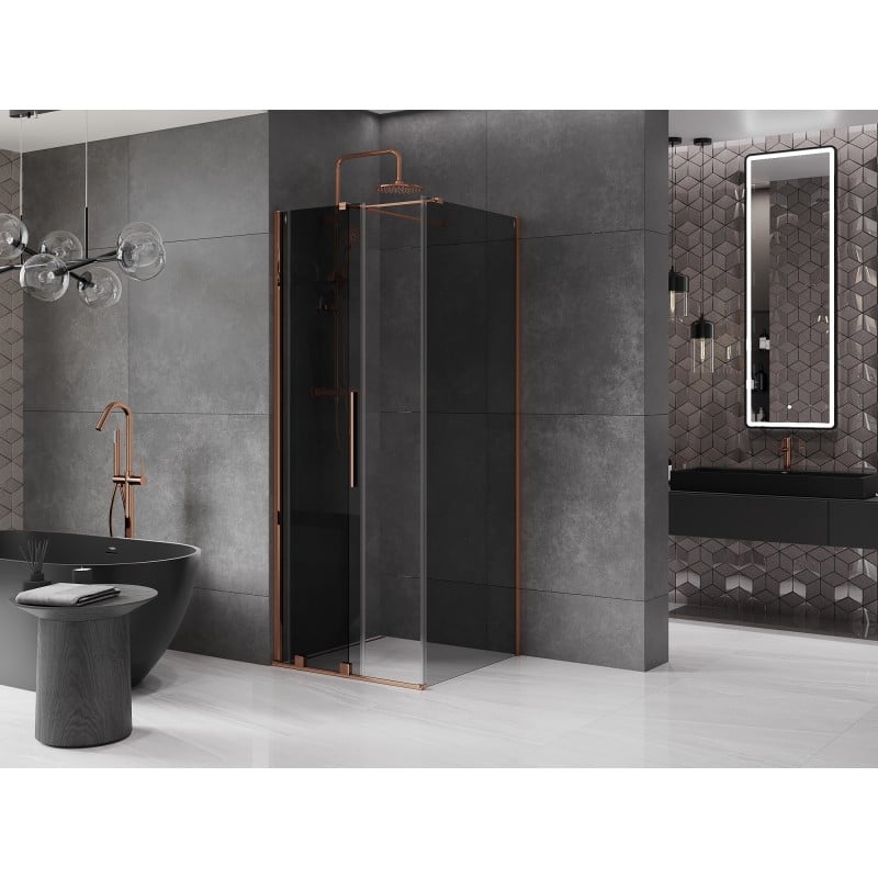 Mexen Velar kabina prysznicowa rozsuwana 90 x 90 cm, grafit, różowe złoto - 871-090-090-41-60