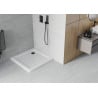 Mexen Flat brodzik kwadratowy slim 80 x 80 cm, biały, syfon czarny - 40108080B