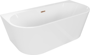 Mexen Oval+ wanna wolnostojąca przyścienna 170 x 80 cm, biała, przelew różowe złoto - 52681708000-60