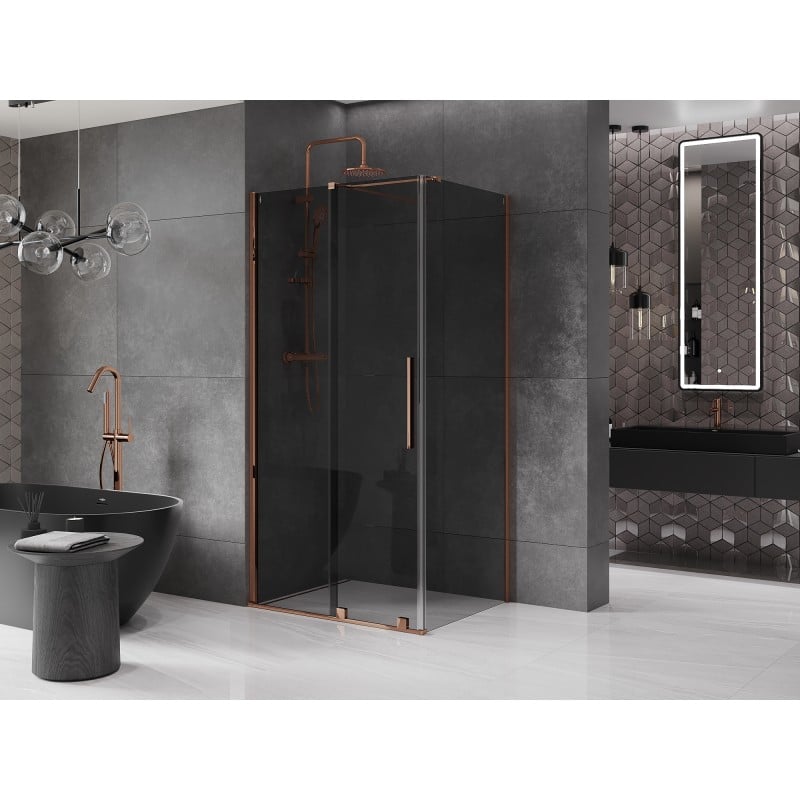 Mexen Velar kabina prysznicowa rozsuwana 100 x 85 cm, grafit, różowe złoto - 871-100-085-41-60