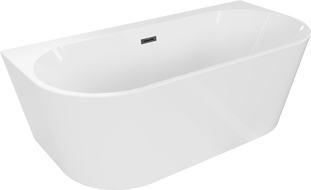 Mexen Oval+ wanna wolnostojąca przyścienna 170 x 80 cm, biała, przelew czarny - 52681708000-70