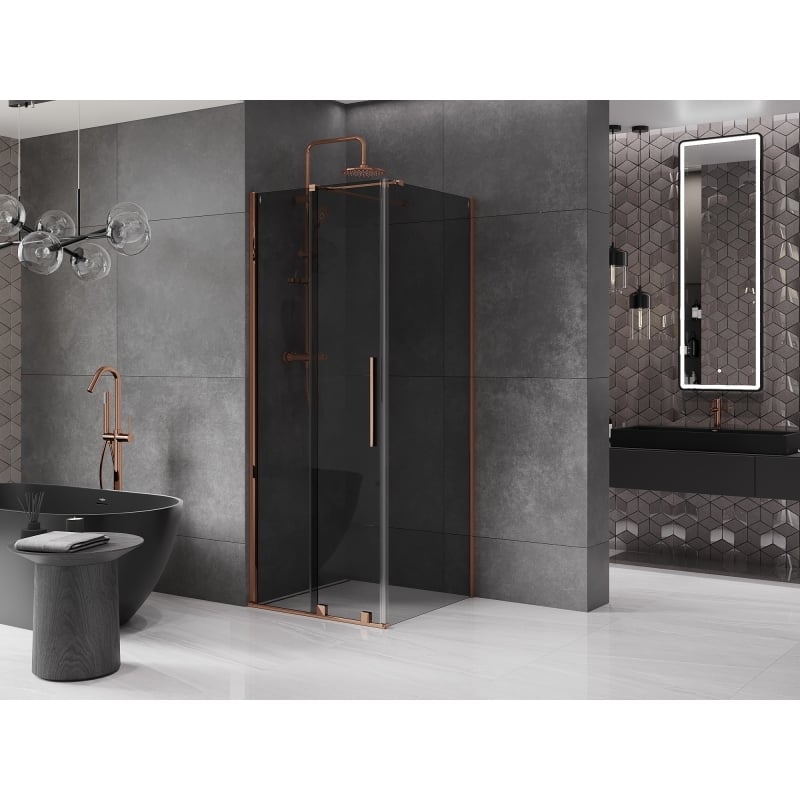 Mexen Velar kabina prysznicowa rozsuwana 120 x 120 cm, grafit, różowe złoto - 871-120-120-41-60
