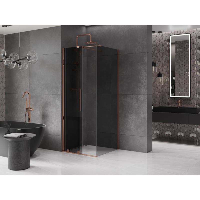 Mexen Velar kabina prysznicowa rozsuwana 120 x 120 cm, grafit, różowe złoto - 871-120-120-41-60