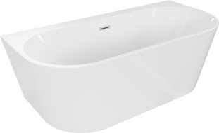 Mexen Oval+ wanna wolnostojąca przyścienna 170 x 80 cm, biała, przelew nikiel szczotkowany - 52681708000-97