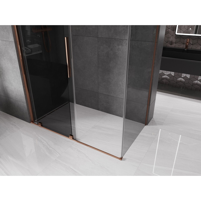 Mexen Velar kabina prysznicowa rozsuwana 150 x 80 cm, grafit, różowe złoto - 871-150-080-41-60