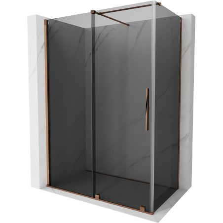 Mexen Velar kabina prysznicowa rozsuwana 150 x 85 cm, grafit, różowe złoto - 871-150-085-41-60