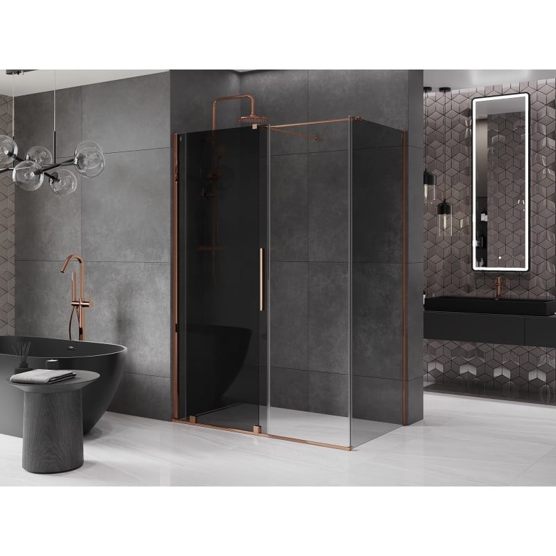 Mexen Velar kabina prysznicowa rozsuwana 150 x 85 cm, grafit, różowe złoto - 871-150-085-41-60