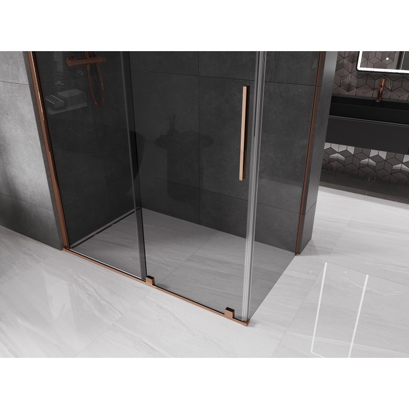 Mexen Velar kabina prysznicowa rozsuwana 150 x 80 cm, grafit, różowe złoto - 871-150-080-41-60