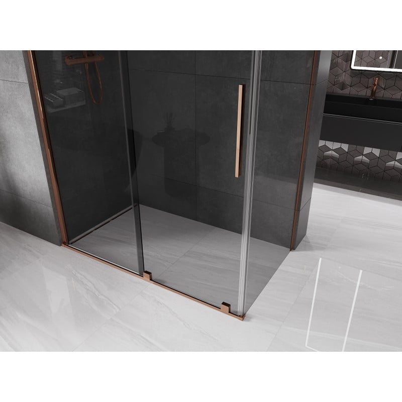 Mexen Velar kabina prysznicowa rozsuwana 150 x 75 cm, grafit, różowe złoto - 871-150-075-41-60