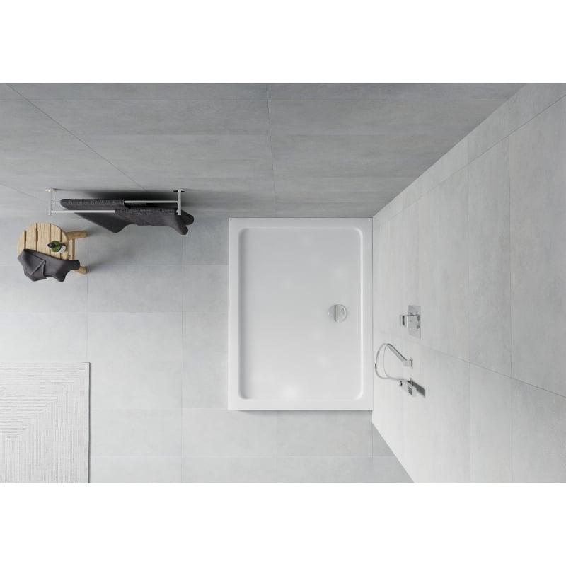 Mexen Flat brodzik prostokątny slim 130 x 90 cm, biały, syfon chrom - 40109013