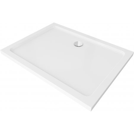 Mexen Flat brodzik prostokątny slim 130 x 80 cm, biały, syfon chrom - 40108013