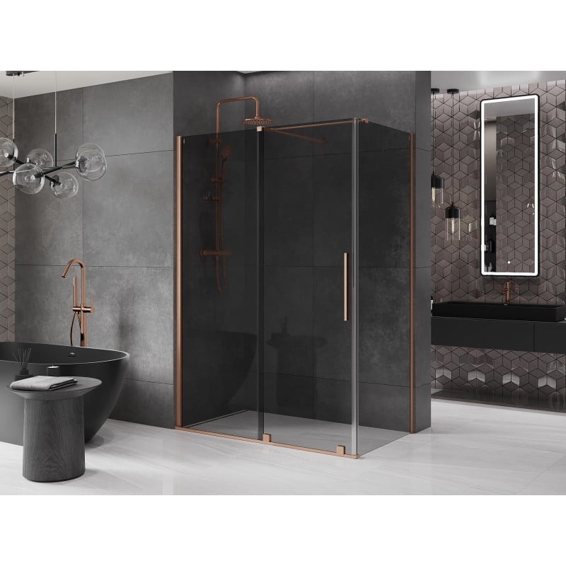 Mexen Velar kabina prysznicowa rozsuwana 140 x 75 cm, grafit, miedź szczotkowana - 871-140-075-41-65