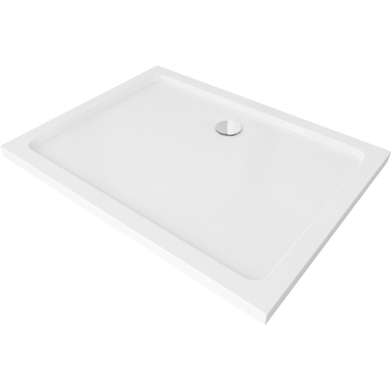 Mexen Flat brodzik prostokątny slim 90 x 80 cm, biały, syfon chrom - 40108090