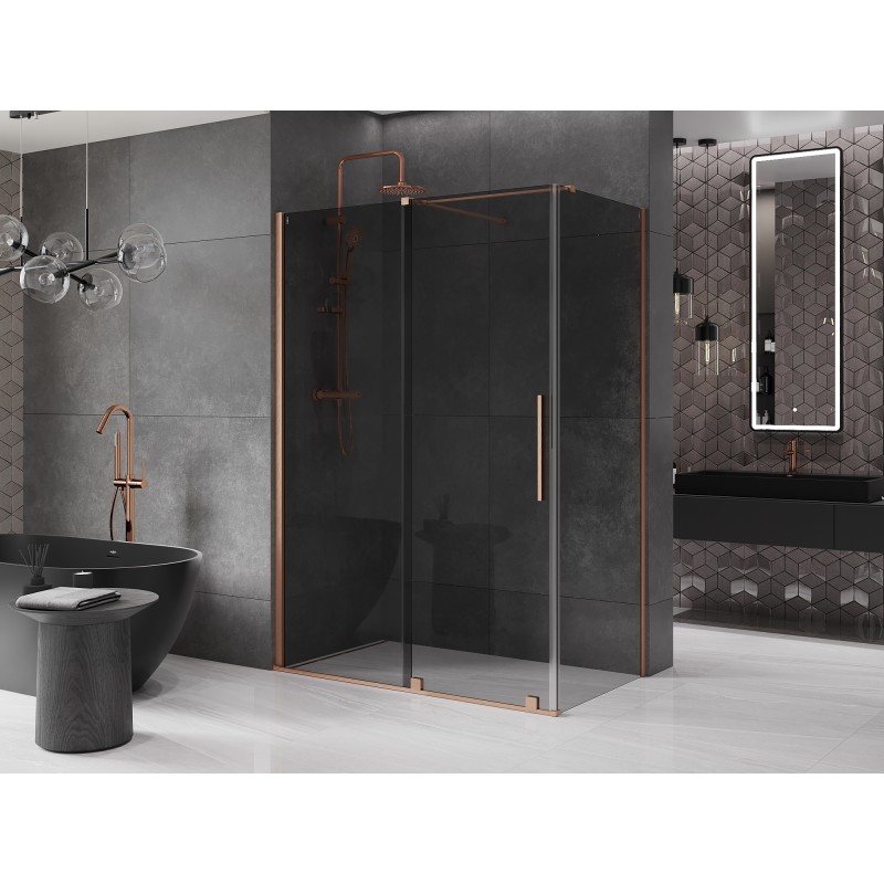 Mexen Velar kabina prysznicowa rozsuwana 150 x 70 cm, grafit, miedź szczotkowana - 871-150-070-41-65