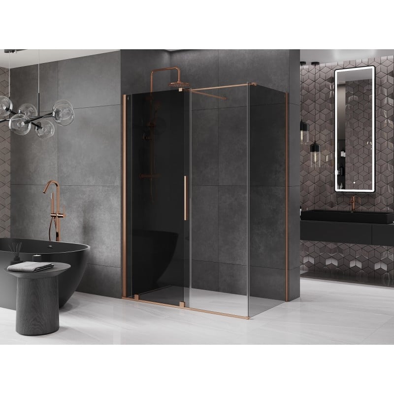 Mexen Velar kabina prysznicowa rozsuwana 140 x 85 cm, grafit, miedź szczotkowana - 871-140-085-41-65