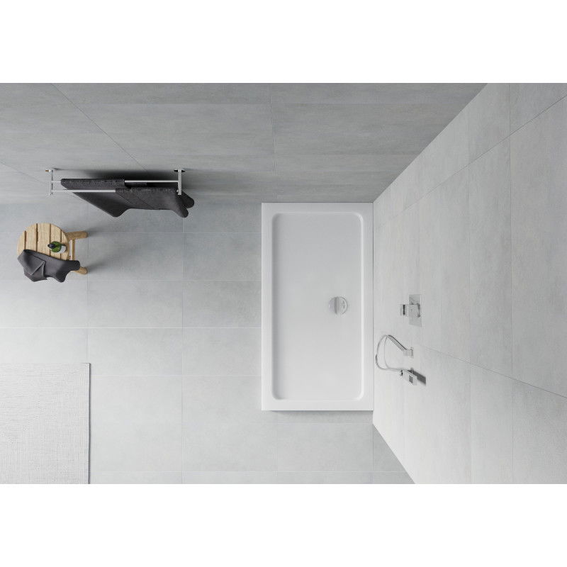 Mexen Flat brodzik prostokątny slim 130 x 70 cm, biały, syfon chrom - 40107013