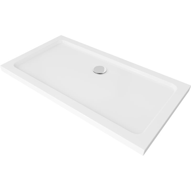 Mexen Flat brodzik prostokątny slim 140 x 70 cm, biały , syfon chrom - 40107014