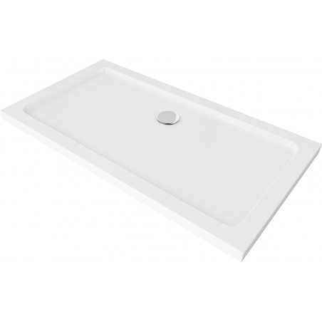 Mexen Flat brodzik prostokątny slim 140 x 70 cm, biały , syfon chrom - 40107014