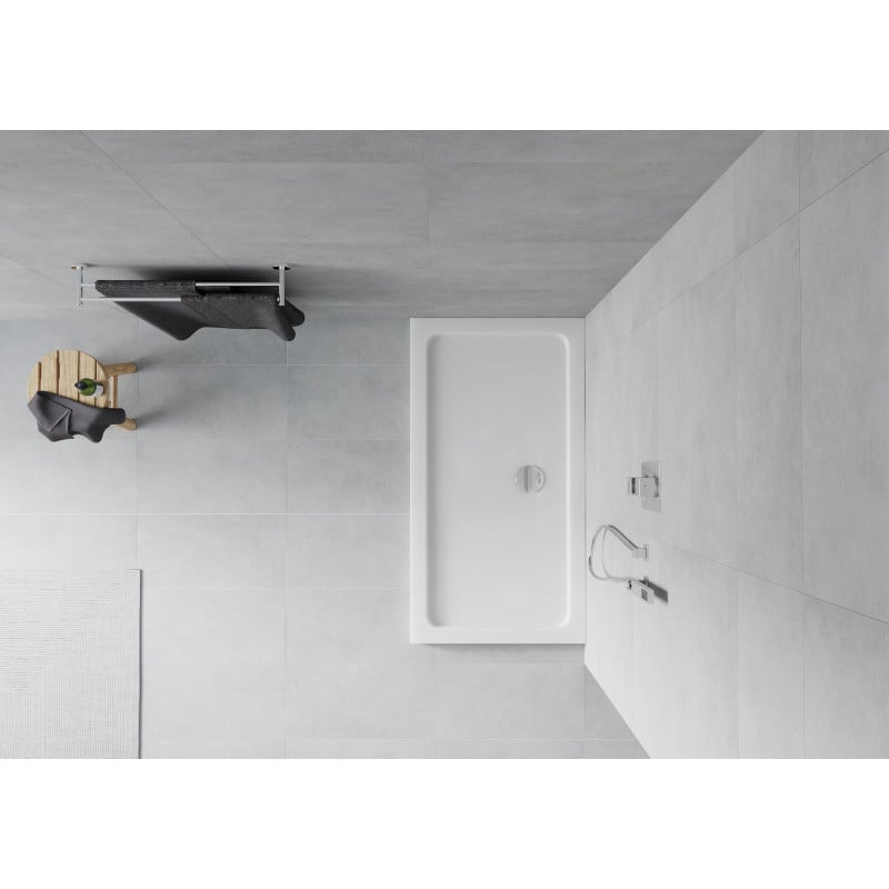 Mexen Flat brodzik prostokątny slim 120 x 70 cm, biały, syfon chrom - 40107012