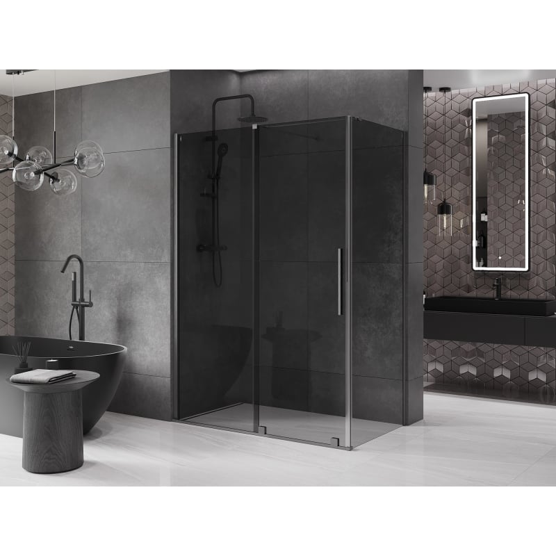 Mexen Velar kabina prysznicowa rozsuwana 150 x 80 cm, grafit, gun gray szczotkowany - 871-150-080-41-66