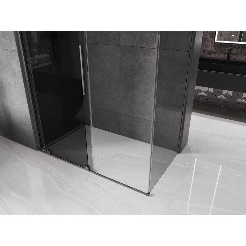 Mexen Velar kabina prysznicowa rozsuwana 160 x 70 cm, grafit, gun gray szczotkowany - 871-160-070-41-66