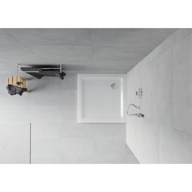 Mexen Flat brodzik kwadratowy slim 100 x 100 cm, biały, syfon chrom - 40101010