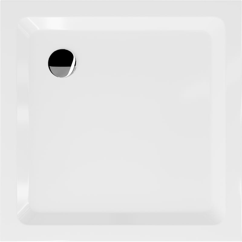 Mexen Flat brodzik kwadratowy slim 80 x 80 cm, biały, syfon chrom - 40108080
