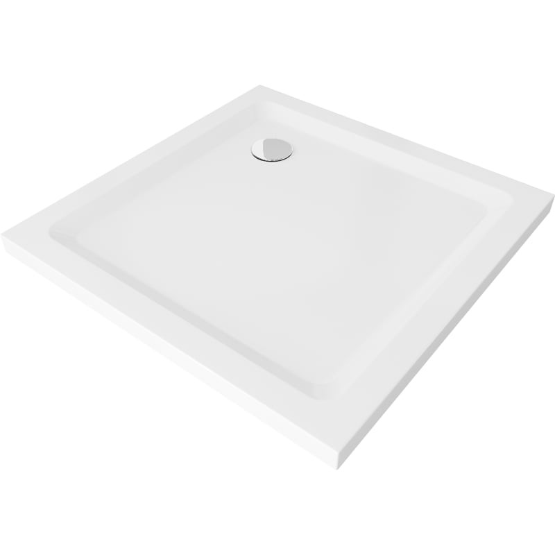 Mexen Flat brodzik kwadratowy slim 90 x 90 cm, biały, syfon chrom - 40109090