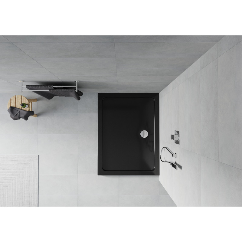 Mexen Flat brodzik prostokątny slim 120 x 90 cm, czarny, syfon chrom - 40709012