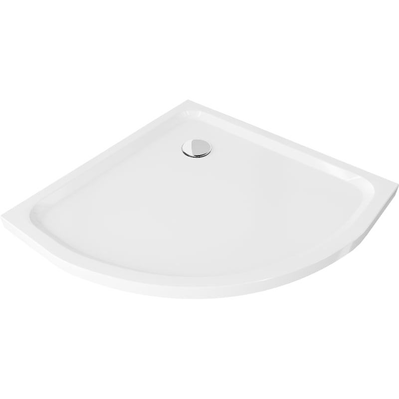 Mexen Flat brodzik półokrągły slim 70 x 70 cm, biały, syfon chrom - 41107070