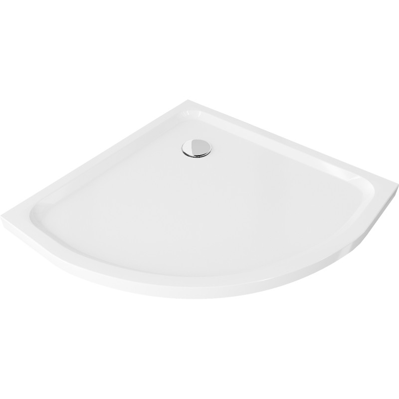 Mexen Flat brodzik półokrągły slim 80 x 80 cm, biały, syfon chrom - 41108080