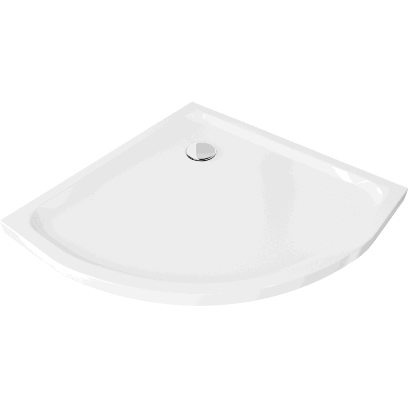 Mexen Flat brodzik półokrągły slim 90 x 90 cm, biały, syfon chrom - 41109090