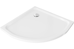 Mexen Flat brodzik półokrągły slim 90 x 90 cm, biały, syfon chrom - 41109090