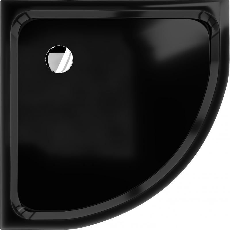 Mexen Flat brodzik półokrągły slim 70 x 70 cm, czarny, syfon chrom - 41707070