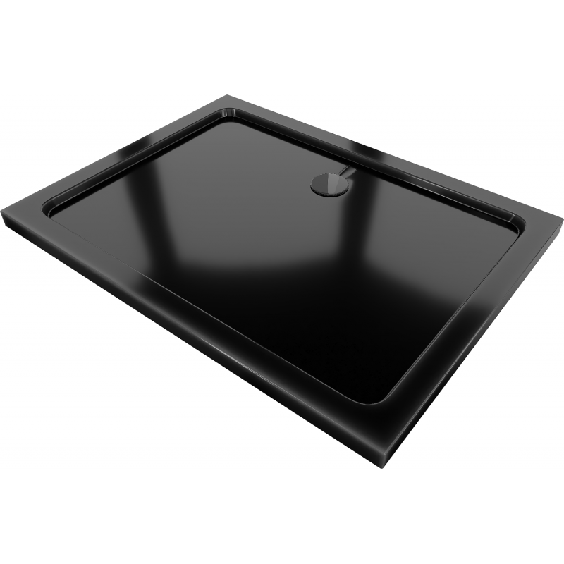 Mexen Flat brodzik prostokątny slim 100 x 80 cm, czarny, syfon czarny - 40708010B