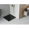 Mexen Flat brodzik kwadratowy slim 80 x 80 cm, czarny, syfon złoty - 40708080G