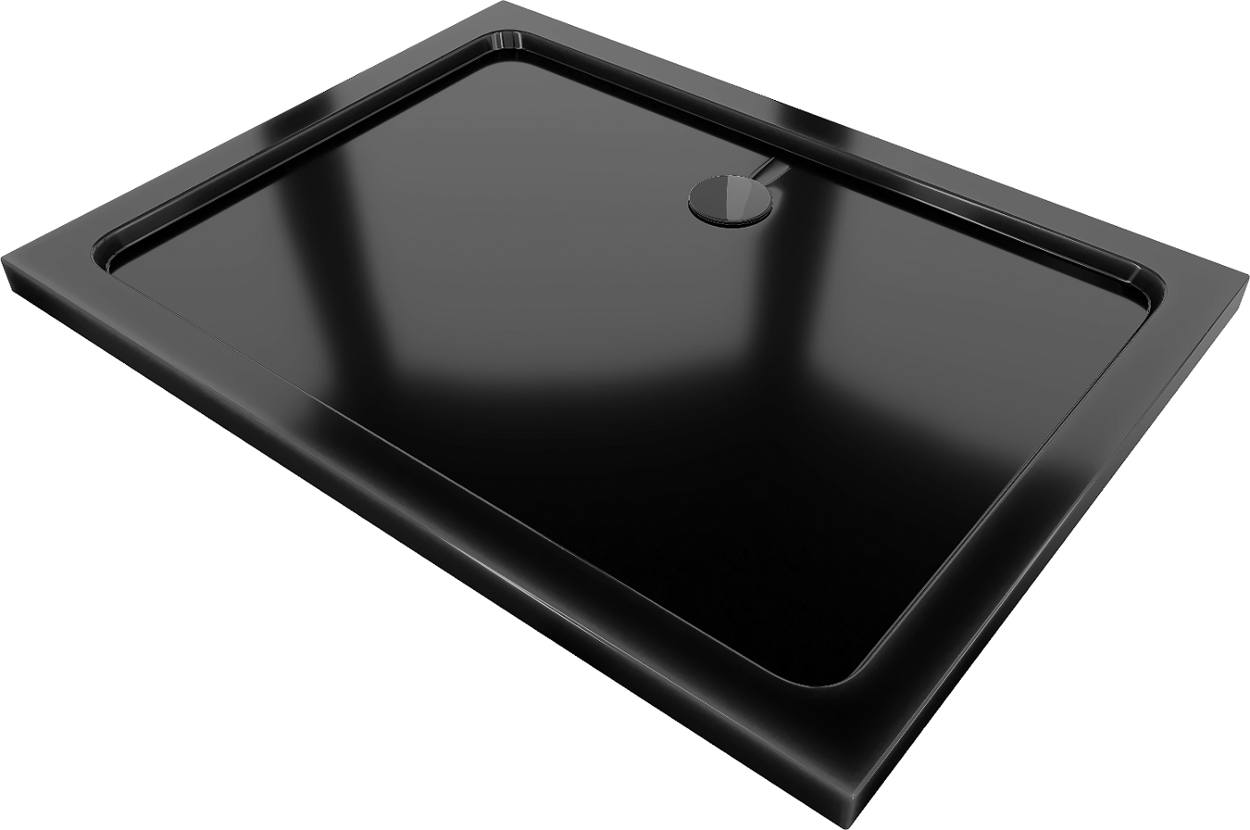 Mexen Flat brodzik prostokątny slim 100 x 90 cm, czarny, syfon czarny - 40709010B