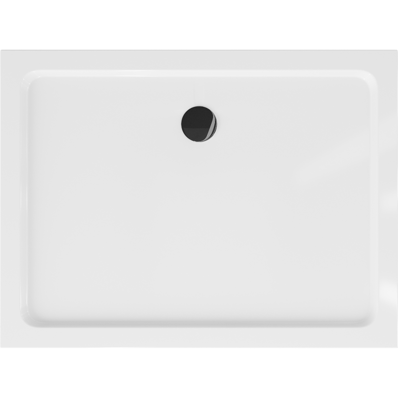 Mexen Flat brodzik prostokątny slim 100 x 70 cm, biały, syfon czarny - 40107010B