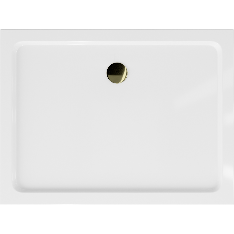 Mexen Flat brodzik prostokątny slim 80 x 70 cm, biały, syfon złoty - 40107080G