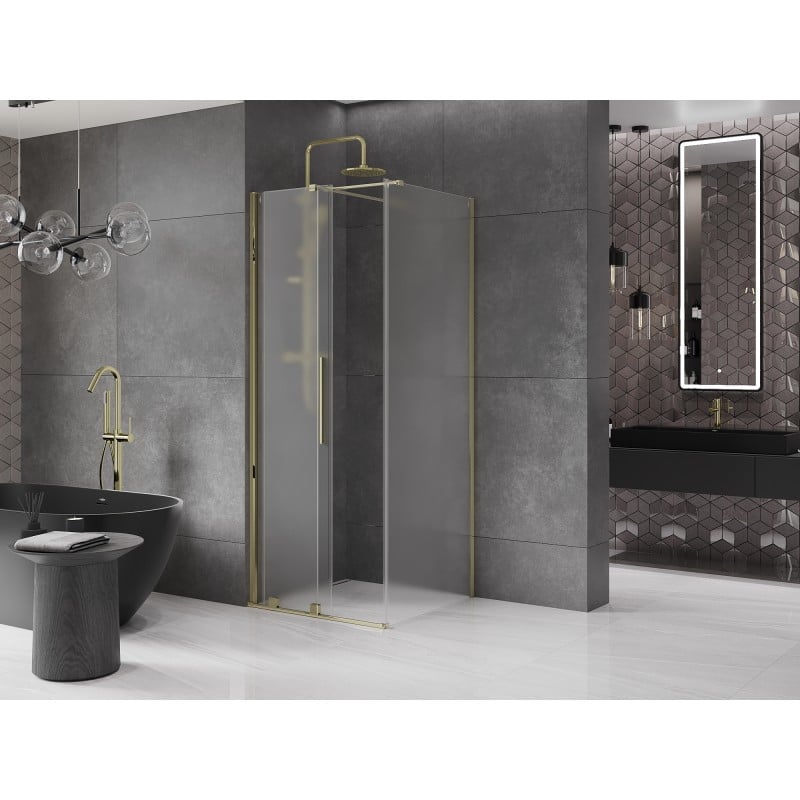 Mexen Velar kabina prysznicowa rozsuwana 110 x 110 cm, szron, złota - 871-110-110-31-50